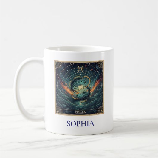 Fische Blau Himmelssternzeichen Kaffeetasse (Links)