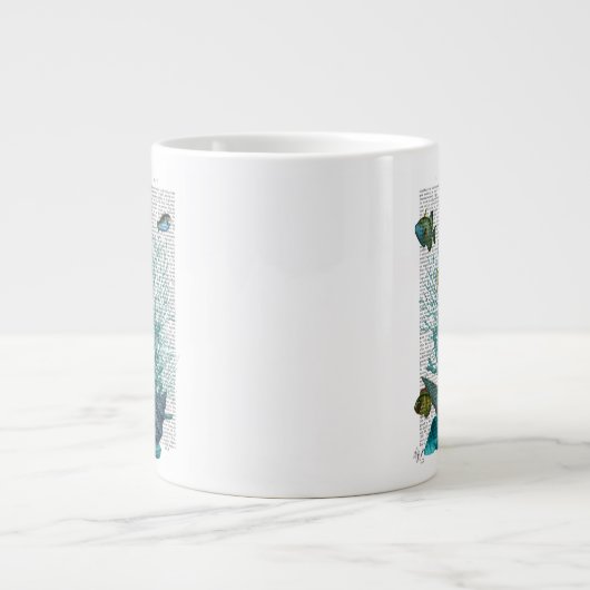 Fische, blaue Muscheln und Korallen Jumbo-Tasse (Vorderseite)
