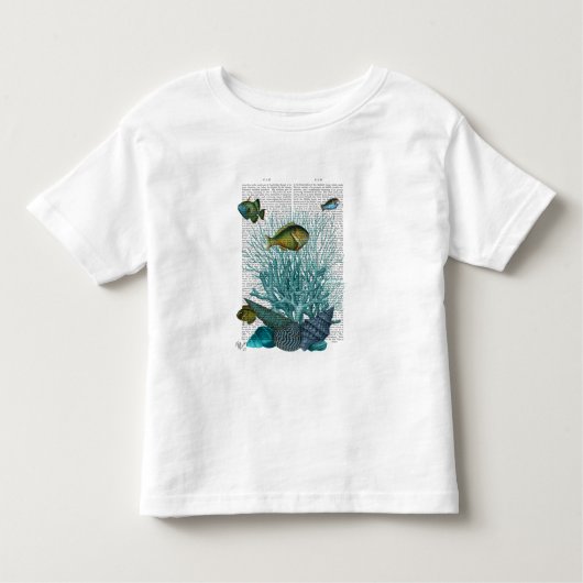 Fische, blaue Muscheln und Korallen Kleinkind T-shirt (Vorderseite)