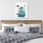Fische, blaue Muscheln und Korallen Leinwanddruck (Insitu (Schlafzimmer))