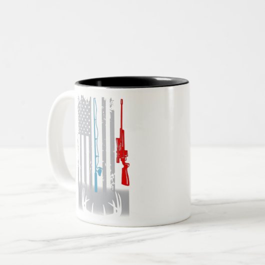 Fische der Jagd auf Riffe Amerikanische Flagge Zweifarbige Tasse (Vorderseite Links)