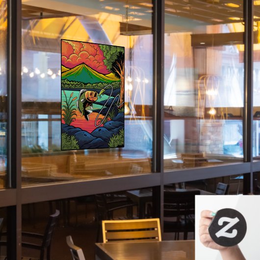 Fische, die den lockeren Fischfang erobern Fensteraufkleber (Restaurantfenster)