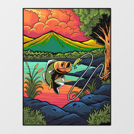 Fische, die den lockeren Fischfang erobern Fensteraufkleber