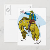 Fische, die Forellen fahren Postkarte (Vorne/Hinten)