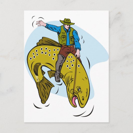 Fische, die Forellen fahren Postkarte (Vorderseite)
