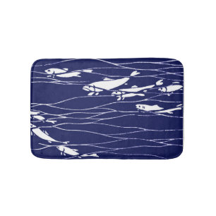 Fische, die Underwater Blau schwimmen Badematte