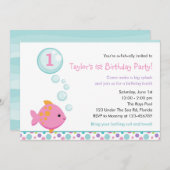 Fische Einladungen zum Geburtstag (Mädchen) mit Bl (Vorne/Hinten)