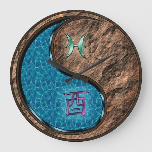 Fische & Erdhahn Große Wanduhr (Vorderseite)