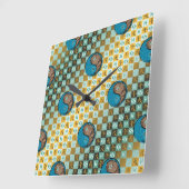 Fische & Erdpferd Quadratische Wanduhr (Winkel)
