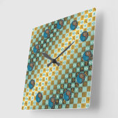 Fische & Erdpferd Quadratische Wanduhr (Winkel)