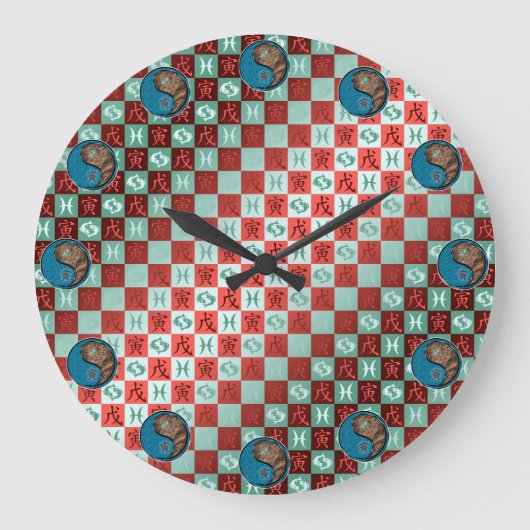 Fische & Erdtiger Große Wanduhr (Vorderseite)