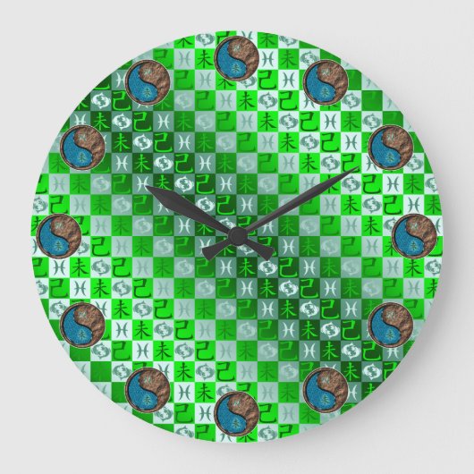Fische & Erdziege Große Wanduhr (Vorderseite)