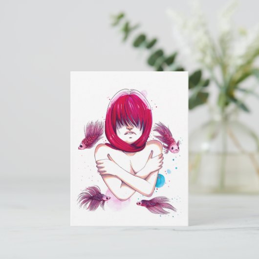 Fische Ertrinken Postkarte (Stehend Vorderseite)