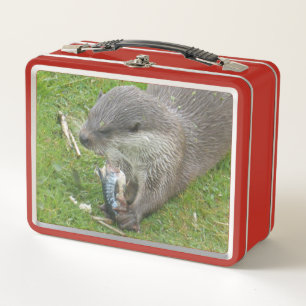 Fische essen europäische Otter-Lunch Box Metall Brotdose