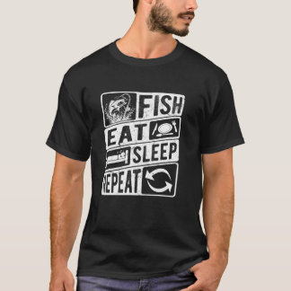 Fische essen Schlaf Wiederholung, Spaß Angling Out T-Shirt