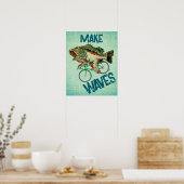 Fische fahren mit einem Motivierend Fahrradplakat Poster (Küche)