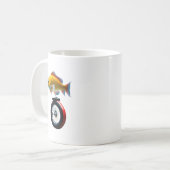 Fische fahren mit Elektroeinrad Kaffeetasse (Vorderseite Links)