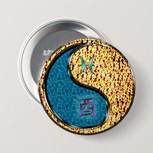 Fische & Feuer Hahn Button (Vorne & Hinten)