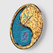 Fische & Feuer Hahn Große Wanduhr (Winkel)