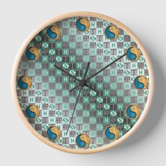 Fische & Feuer Kaninchen Uhr (Vorderseite)