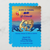 Fische Fische Geburtstag / 19. Februar - März 20 Einladung (Vorne/Hinten)