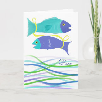 Fische Fische Geburtstagsfarbene Fischkunst Karte
