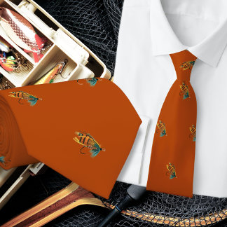 Fische Fischfang Rust Orange Neck Tie Krawatte