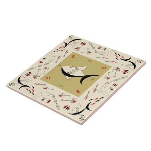 FISCHE Fünfzigerjahre der Keramik-Fliese Fliese (Seite)