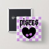 Fische Gothic Ästhetik Schachbrett-Kirsch-Design Button (Vorne & Hinten)
