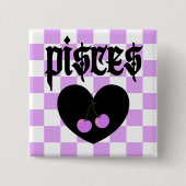 Fische Gothic Ästhetik Schachbrett-Kirsch-Design Button (Vorderseite)