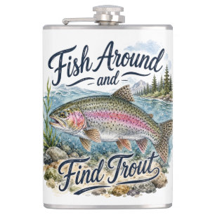 Fische herum und finde Forellen Spaß Zitat Angler Flachmann