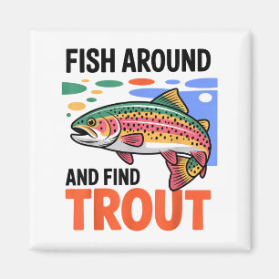 Fische herumlaufen und Forellen lustig süß Angeln Magnet