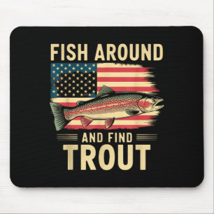 Fische herumlaufen und Forellen lustige Angler fin Mousepad