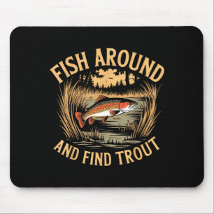 Fische herumlaufen und Forellen lustige Angler fin Mousepad