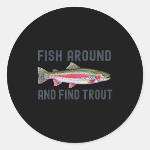 Fische herumlaufen und Forellen lustige Angler Fis Runder Aufkleber