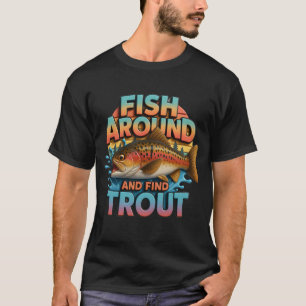 Fische herumlaufen und Forellenfischer Vintage-Fis T-Shirt