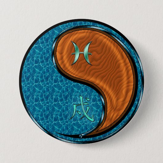 Fische & Holz Hund Button (Vorderseite)