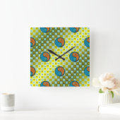 Fische & Holzaffe Quadratische Wanduhr (Zuhause)