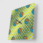 Fische & Holzaffe Quadratische Wanduhr (Winkel)