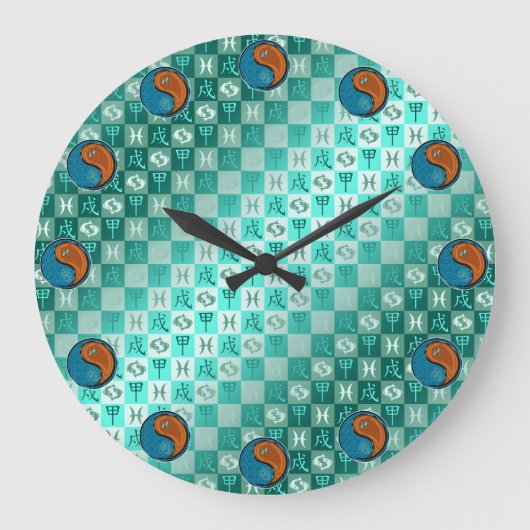 Fische & Holzhund Große Wanduhr (Vorderseite)