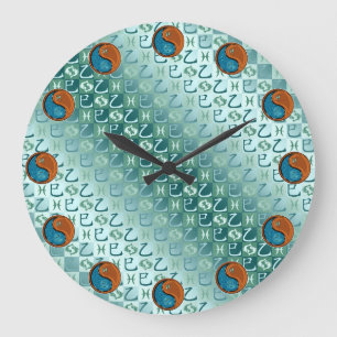 Fische & Holzschlange Große Wanduhr