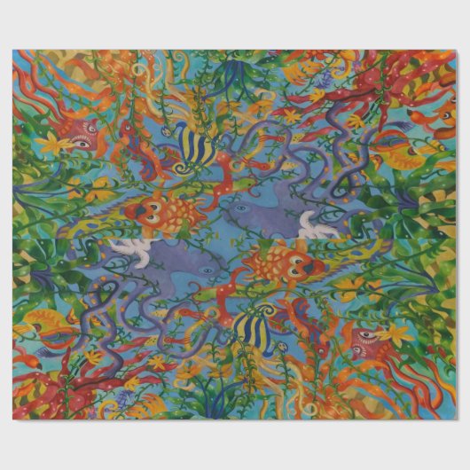 Fische im Abstrakten Meer Geschenkpapier (Flach)