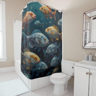 Fische im Meerwasser-Badezimmer Duschvorhang