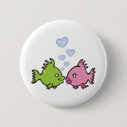 Fische in der Liebe Valentinstag Button (Vorderseite)