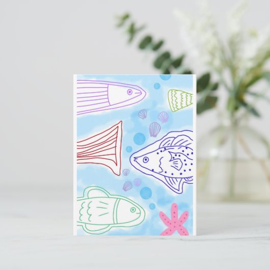 Fische in der Meereskunst Postkarte (Stehend Vorderseite)