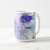 Fische in einem Bubbly Sea Illustriert Kaffeetasse (VorderseiteRechts)