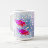 Fische in einem Bubbly Sea Illustriert Kaffeetasse (Vorderseite Links)
