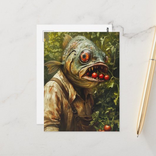 Fische in einem Tomatengarten Postkarte (Vorderseite/Rückseite Beispiel)
