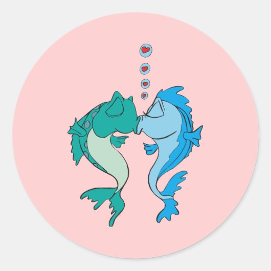Fische in Liebe Runder Aufkleber (Vorderseite)