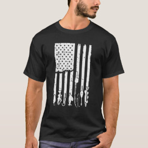 Fische Jagd Rod US Flag Patriot T-Shirt